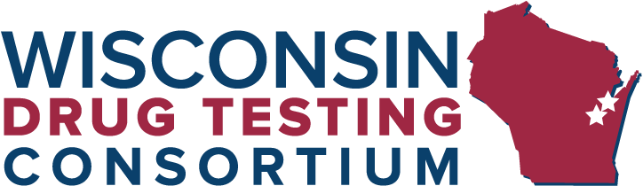Wisconsin Drug Testing Consortium logo, red state outline.
